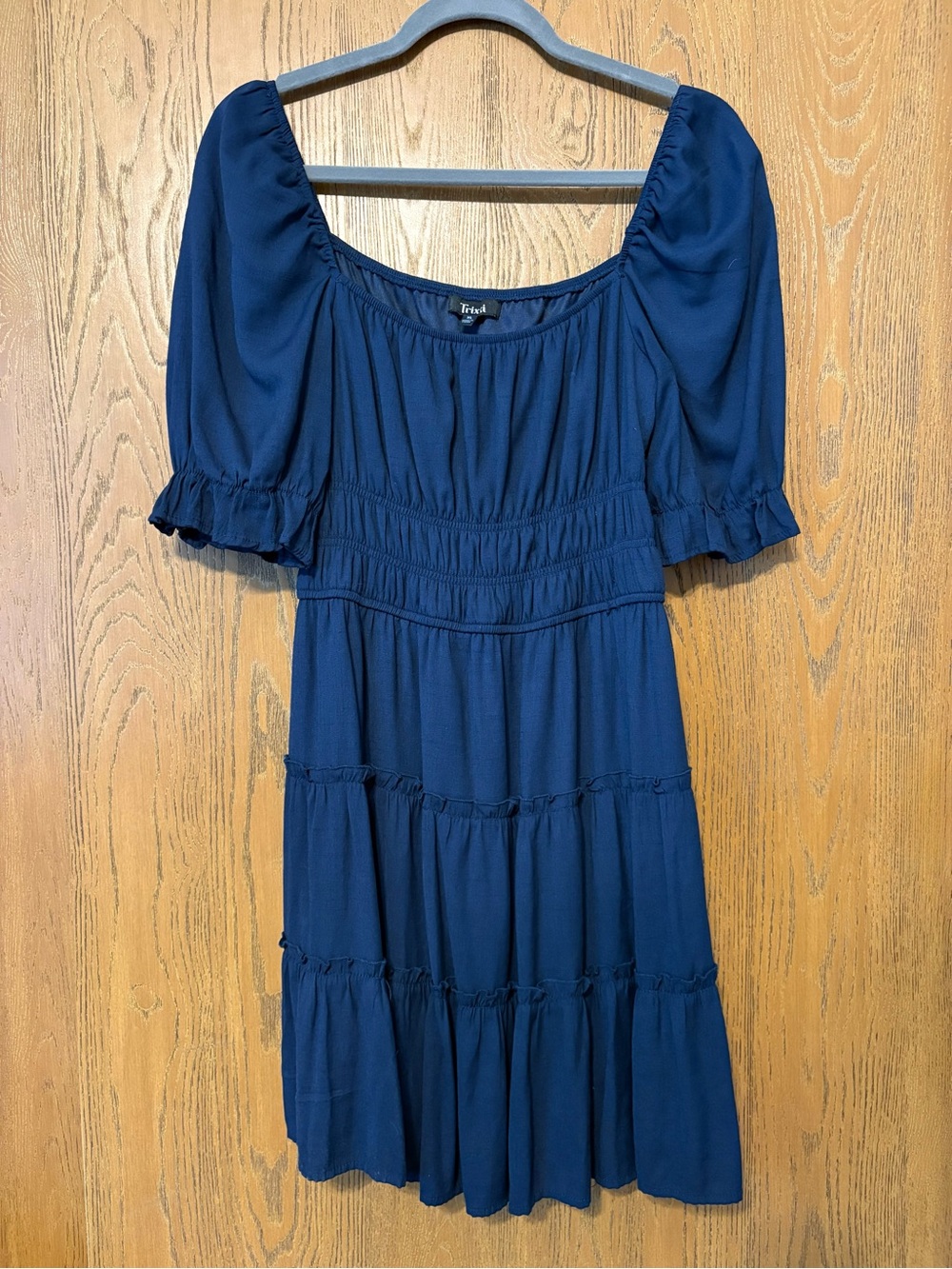 Trixxi Navy Blue Puff Sleeve Mini Dress
